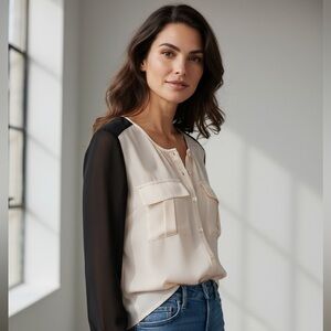 Sanctuary / Black & Ivory Dress Top / Sz M